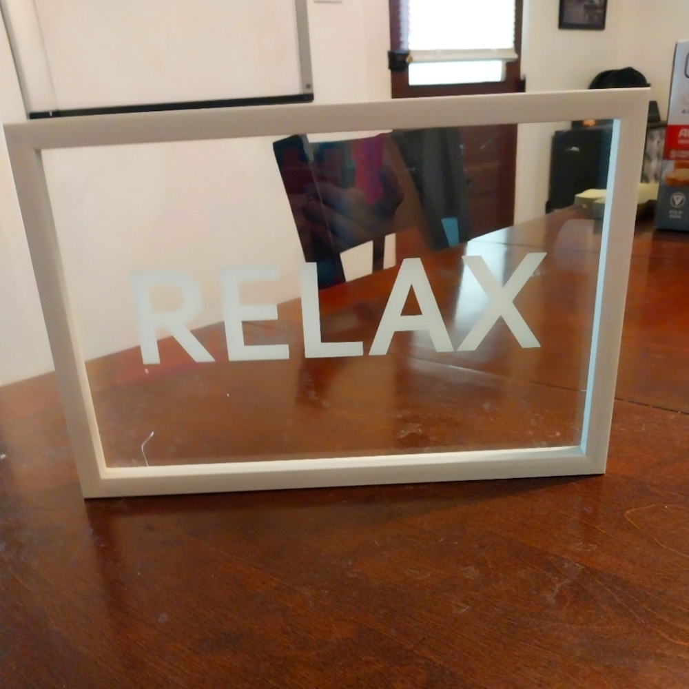 White Framed 'Relax' Wall Decor